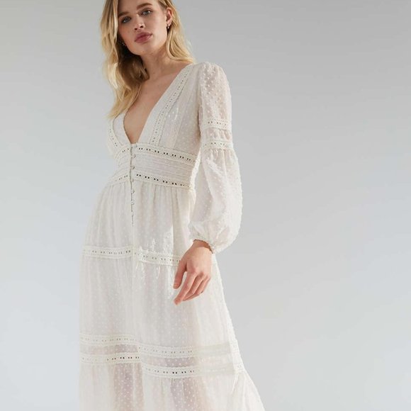 UO Bliss Embellished Bell Sleeve Maxi Dress - Picture 1 of 16